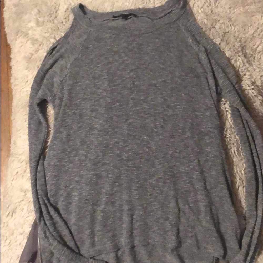 Grey cold shoulder sweater